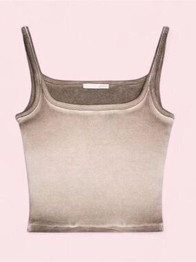 Zara Women's Ribbed Crop Top Square-Neck Cami Tank